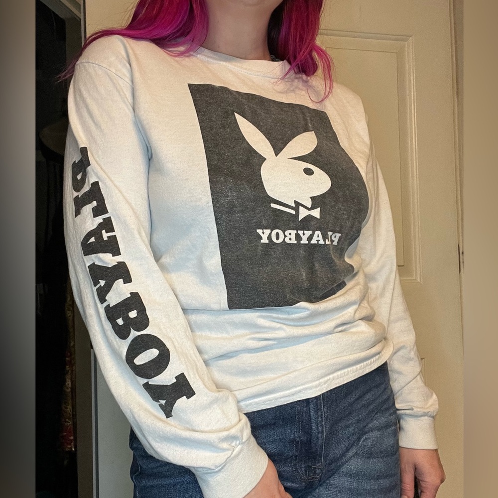 PLAYBOY Brand Vintage Long Sleeve Tee Shirt Medium